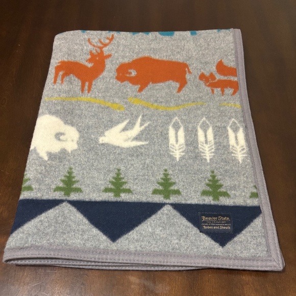 Pendleton beaver state shared paths tribal crib blanket grey multi 32”x44 Nwot - Picture 1 of 6